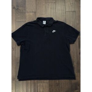 Nike Polo Golf Black Shirt Mens Size 2XL Button Up Short Sleeve Embroidered Logo